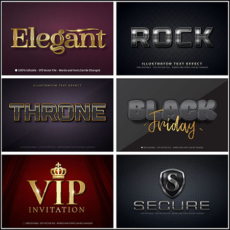 8款金色贵兵大气黑色VIP高端艺术字第一素材网矢量模板精选