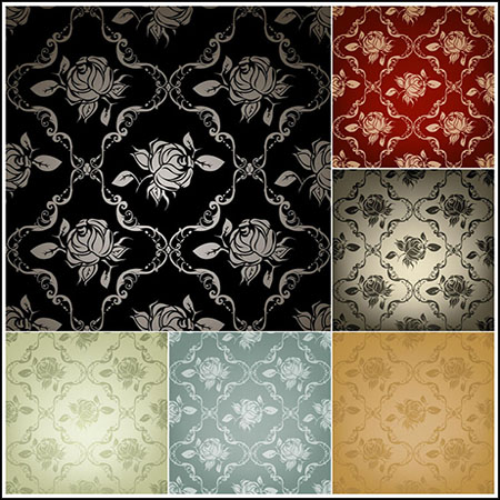 4套复古欧式花纹图案背景第一素材网矢量素材精选