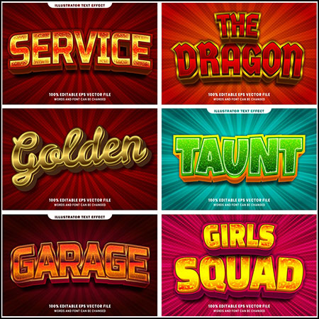 8款冰和火游戏风格3D立体艺术字文本样式矢量模版