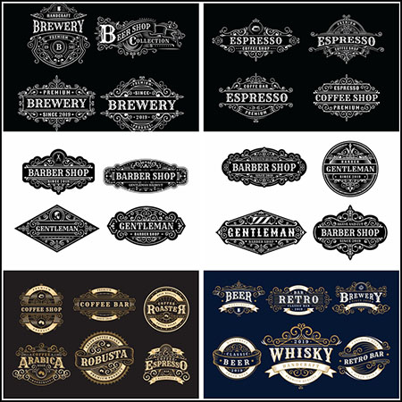 25款复古欧式花纹矢量标签素材