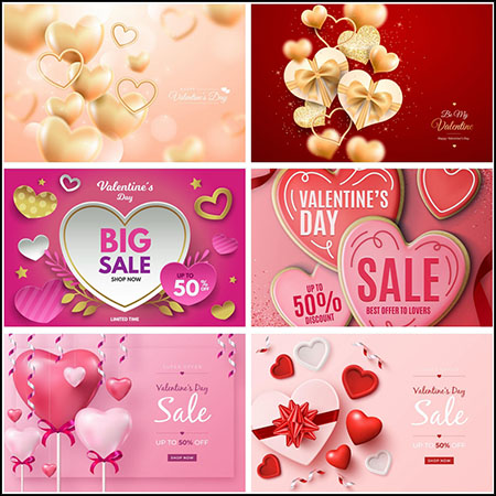 6款情人节商场促销打折横幅第一素材网矢量模板精选