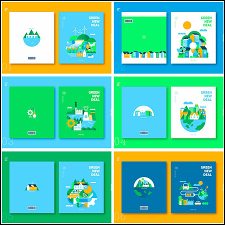 10套环保新能源环境保护风力发电插画AI素材