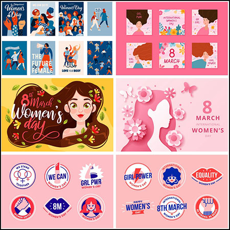 16款38妇女节女王节女神节插画剪贴画第一素材网矢量插图精选