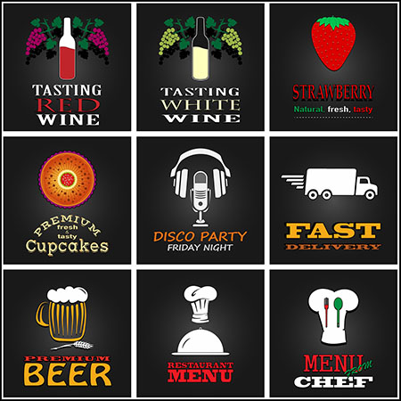 25款水果餐饮BBQ红酒LOGO标志第一素材网矢量图标精选