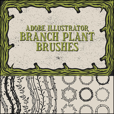9款天然植物分支AI笔刷第一素材网矢量素材精选