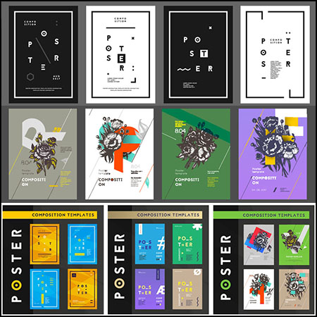 10套现代国外简约创意海报第一素材网矢量模板精选