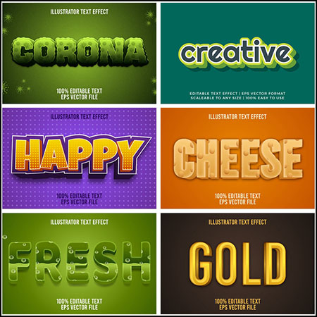 22创意艺术字3D立体艺术字文本样式矢量模版6