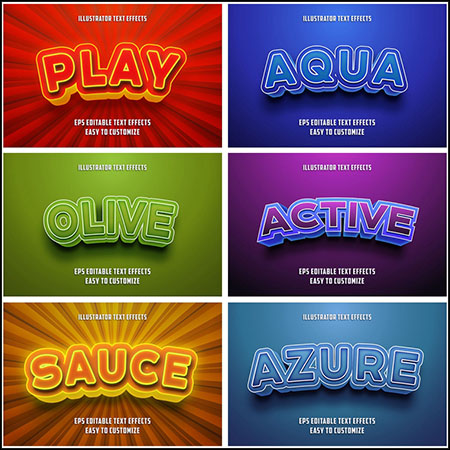 9创意艺术字3D立体艺术字文本样式矢量模版6