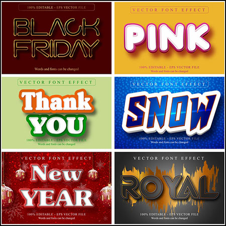 8款创意艺术字3D立体艺术字文本样式矢量模版9