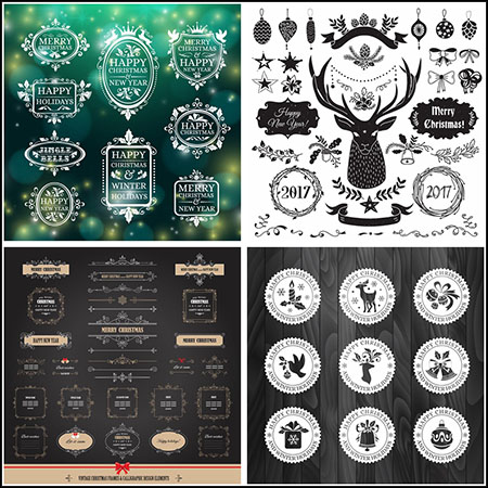 13套圣诞节欧式花纹背景剪贴画和边框第一素材网矢量素材精选