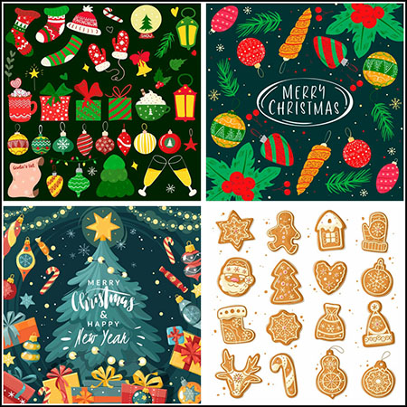 19款圣诞节装饰插图背景第一素材网矢量素材精选