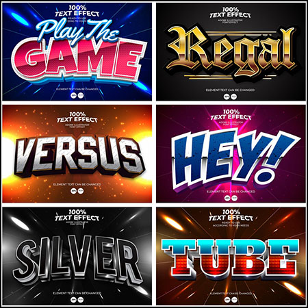 8款创意艺术字3D立体艺术字文本样式矢量模版10