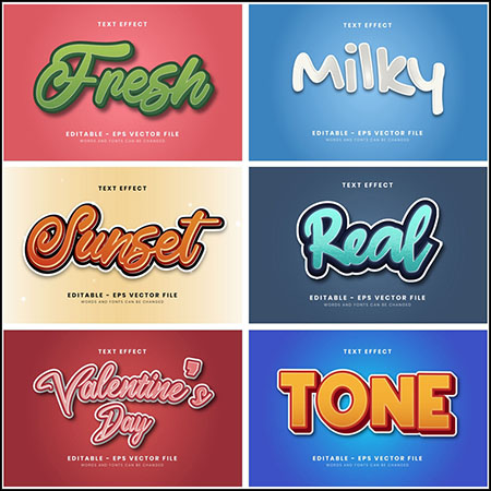 12款创意艺术字3D立体艺术字文本样式矢量模版12