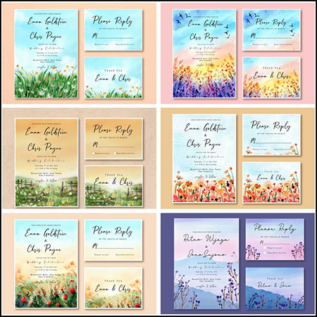 6套春季花卉背景邀请函邀请卡第一素材网矢量模板精选