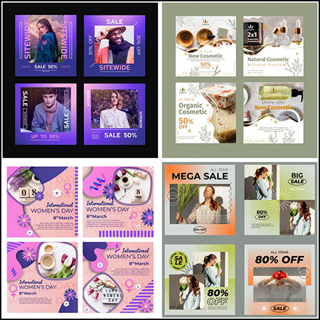 4套16款促销打折交互媒体网站广告横幅第一素材网矢量模板精选