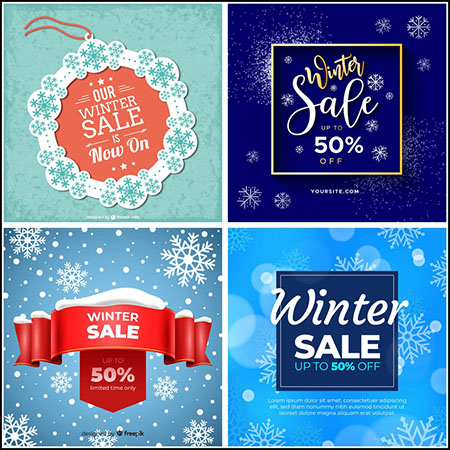 6款蓝色背景促销打折卡片横幅第一素材网矢量模板精选