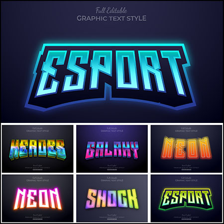 7款渐变游戏风格3D立体艺术字第一素材网矢量素材精选