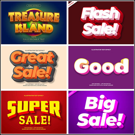 8款创意艺术字3D立体艺术字文本样式矢量模版15