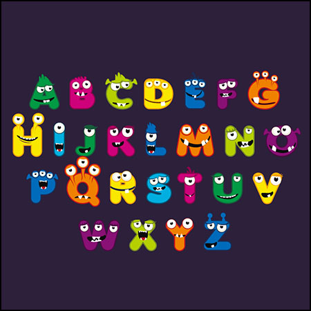 可爱卡通26个英文字母第一素材网矢量素材精选