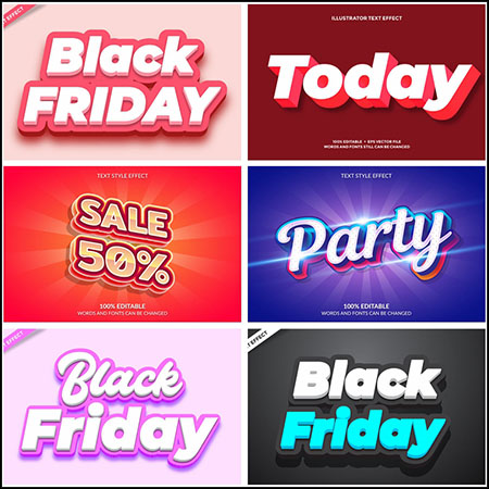 8款创意艺术字3D立体艺术字文本样式矢量模版16