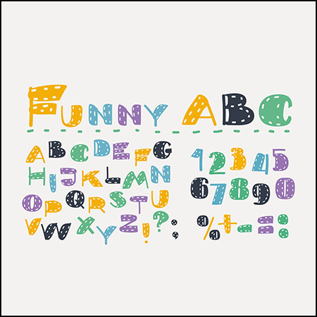 卡通拉丁字母数字彩色符号第一素材网矢量素材精选