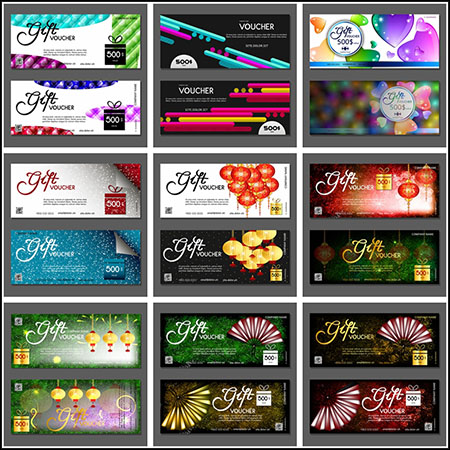 20套春节情人节促销打折现金抵用券正反面第一素材网矢量素材精选