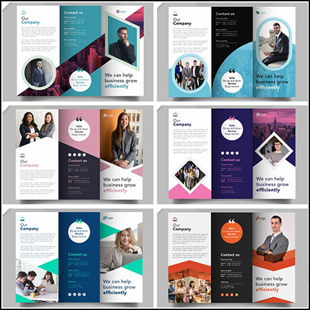 8款公司企业业务宣传灯笼三折页宣传册第一素材网矢量模板精选