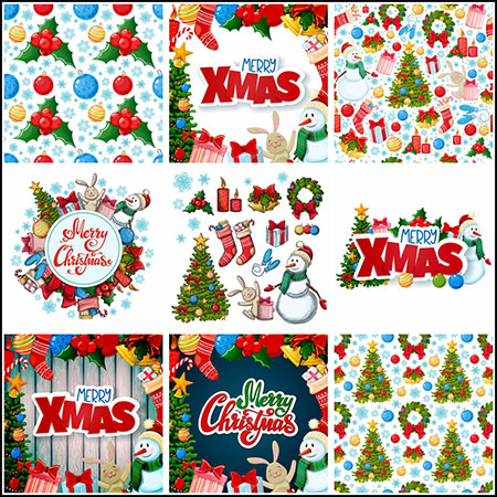 圣诞贺卡圣诞快乐背景装饰插图第一素材网矢量素材精选