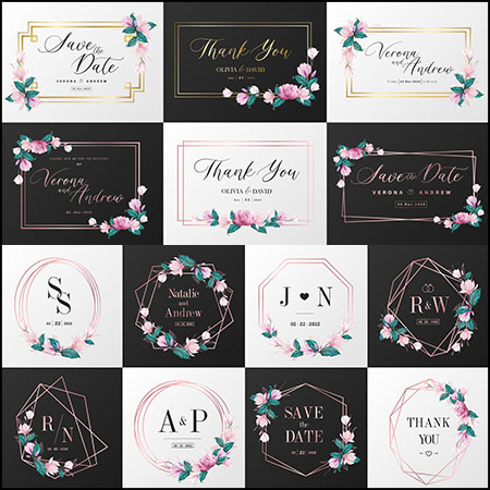 24款花卉装饰边框框架第一素材网矢量模板精选