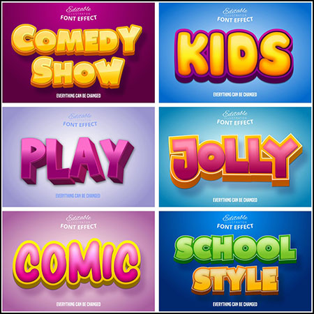 7款可爱糖果风艺术字3D立体艺术字文本样式矢量模版19