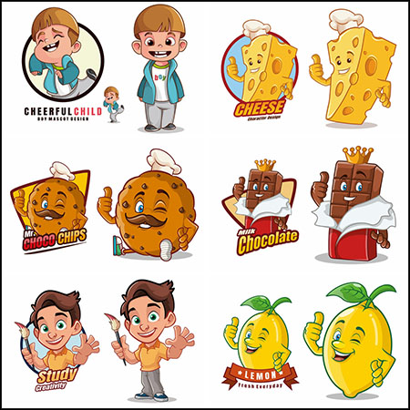 15款卡通拟人化水果蔬菜企业徽标矢量LOGO标志