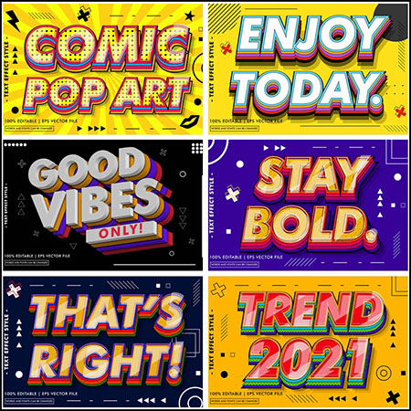 6款创意艺术字3D立体艺术字文本样式矢量模版22