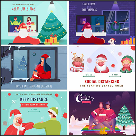 11款圣诞节圣诞老人场景插图第一素材网矢量素材精选