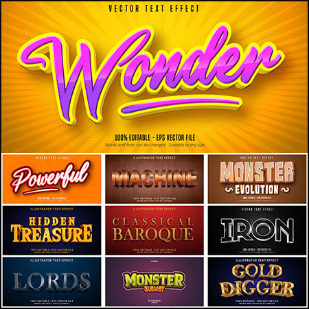 18款创意艺术字3D立体艺术字文本样式矢量模版23