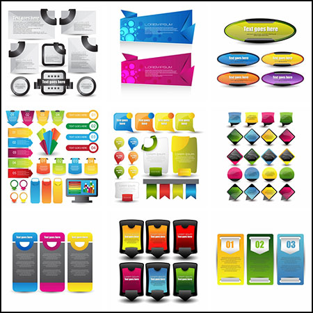 21套对话框贴签风格信息图表第一素材网矢量模板精选