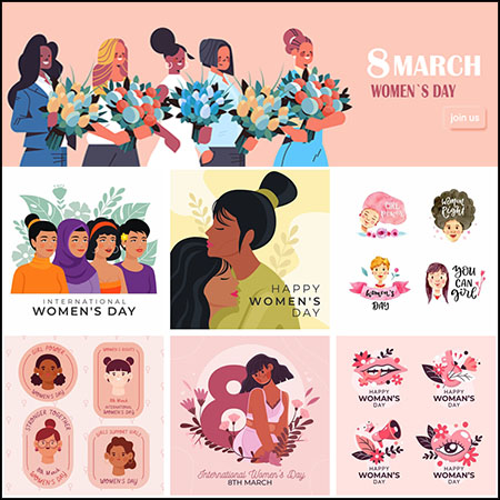 13套38妇女节第一素材网矢量插图精选