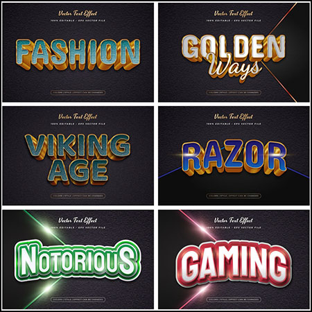 6款创意艺术字3D立体艺术字文本样式矢量模版28