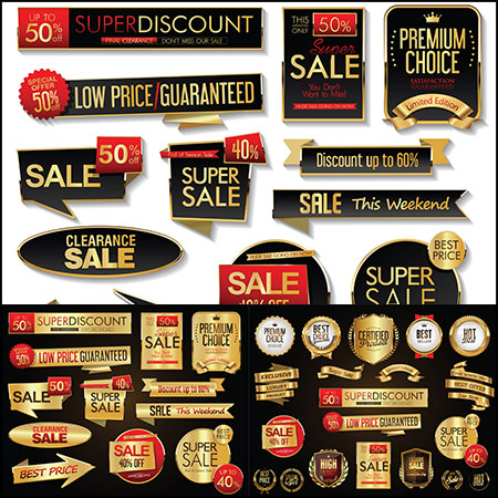 6套高级豪华金徽章和标签第一素材网矢量素材精选