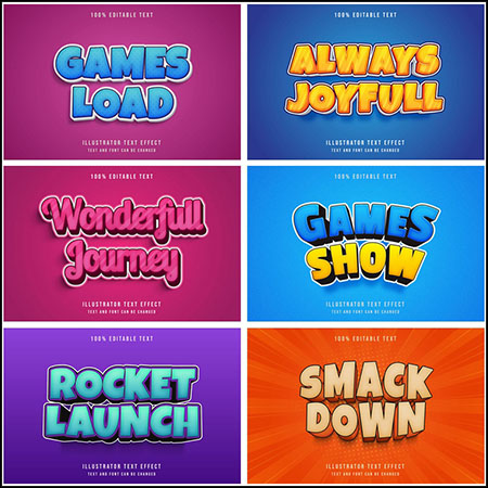 6款创意艺术字3D立体艺术字文本样式矢量模版29