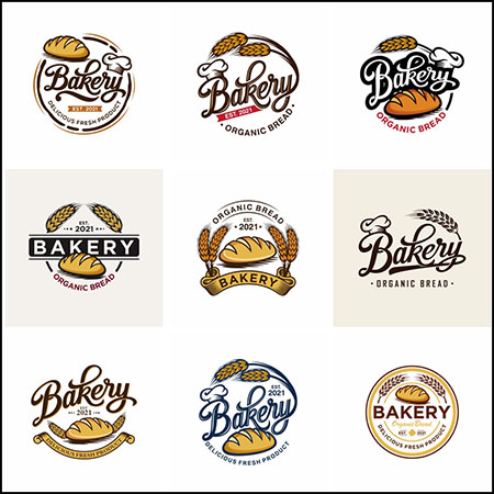 9款面包蛋糕店快餐美食店LOGO标志第一素材网矢量素材精选