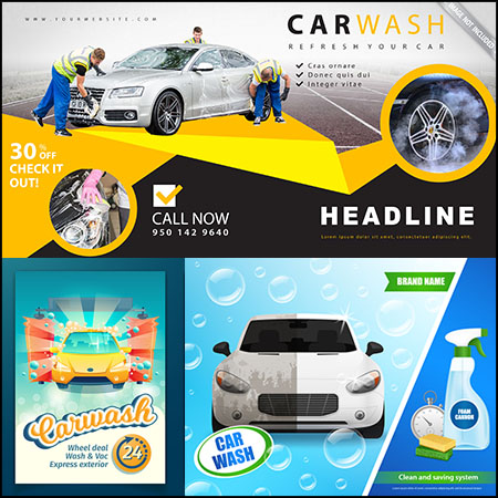 3款汽车保修维修海报第一素材网矢量模板精选