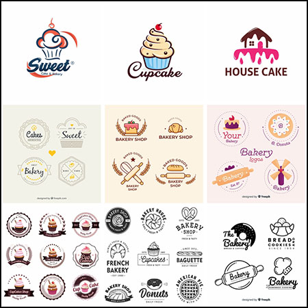 17款蛋糕甜品店面包店LOGO标志矢量徽标