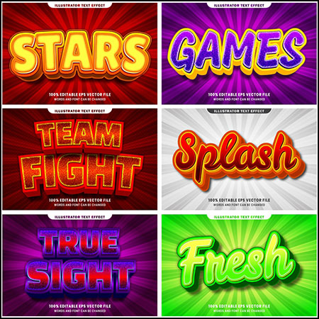 7款创意艺术字3D立体艺术字文本样式矢量模版34