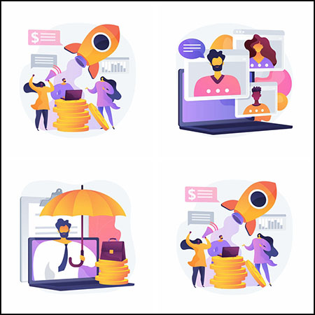 3款企业抽象科技金融第一素材网矢量插图精选