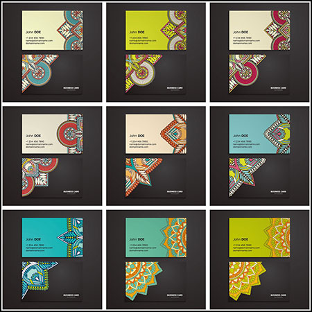 13套曼陀罗剪纸装饰个人名片第一素材网矢量素材精选