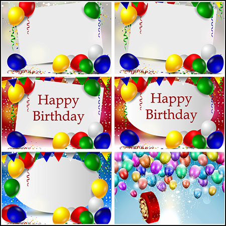 9款生日快乐气球装饰边框背景第一素材网矢量素材精选