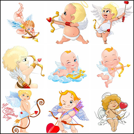 17款可爱卡通丘比特第一素材网矢量插图精选