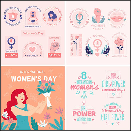 10套38妇女节海报装饰插图第一素材网矢量素材精选