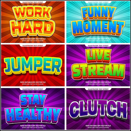 9款创意艺术字3D立体艺术字文本样式矢量模版37