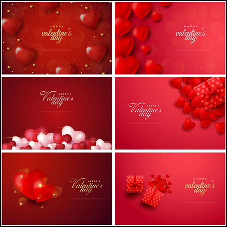 15款情人节红色爱心装饰浪漫爱情海报背景第一素材网矢量素材精选